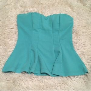 NWT strapless teal peplum top -sweetheart neckline